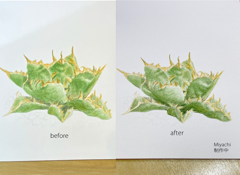 より立体的に見えるように影を強めに入れることをアドバイスされました。